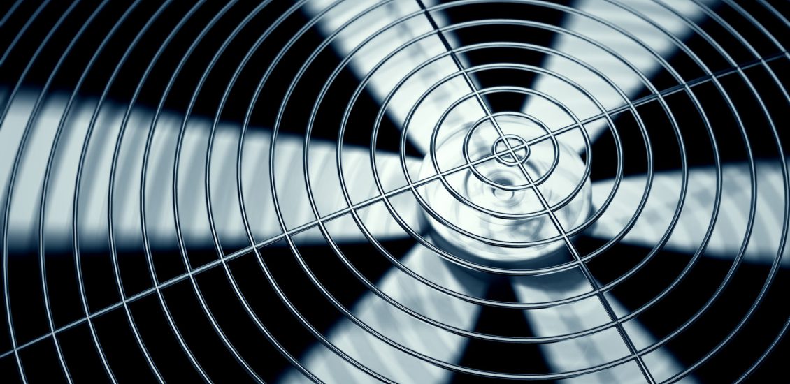 Spinning fan closeup.